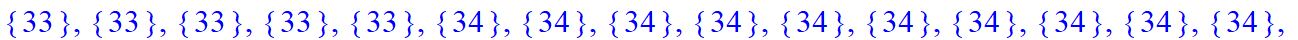 [{1}, {1}, {1}, {1}, {1}, {1}, {1}, {1}, {1}, {1}, {1}, {2}, {2}, {2}, {2}, {2}, {2}, {33}, {33}, {33}, {33}, {33}, {33}, {34}, {34}, {34}, {34}, {34}, {34}, {34}, {34}, {34}, {34}, {34}]