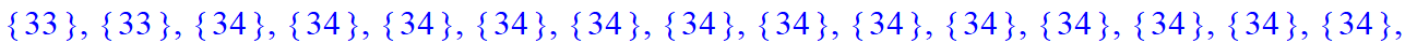 [{1}, {1}, {1}, {1}, {1}, {1}, {1}, {1}, {1}, {1}, {1}, {1}, {1}, {1}, {2}, {2}, {2}, {33}, {33}, {33}, {34}, {34}, {34}, {34}, {34}, {34}, {34}, {34}, {34}, {34}, {34}, {34}, {34}, {34}]