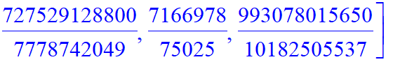 A := [2, 2, 14/3, 28/5, 8, 124/13, 82/7, 230/17, 78/5, 1560/89, 176/9, 5016/233, 306/13, 7786/305, 1294/47, 47156/1597, 536/17, 140180/4181, 4370/123, 205390/5473, 3518/89, 1190064/28657, 7008/161, 341...